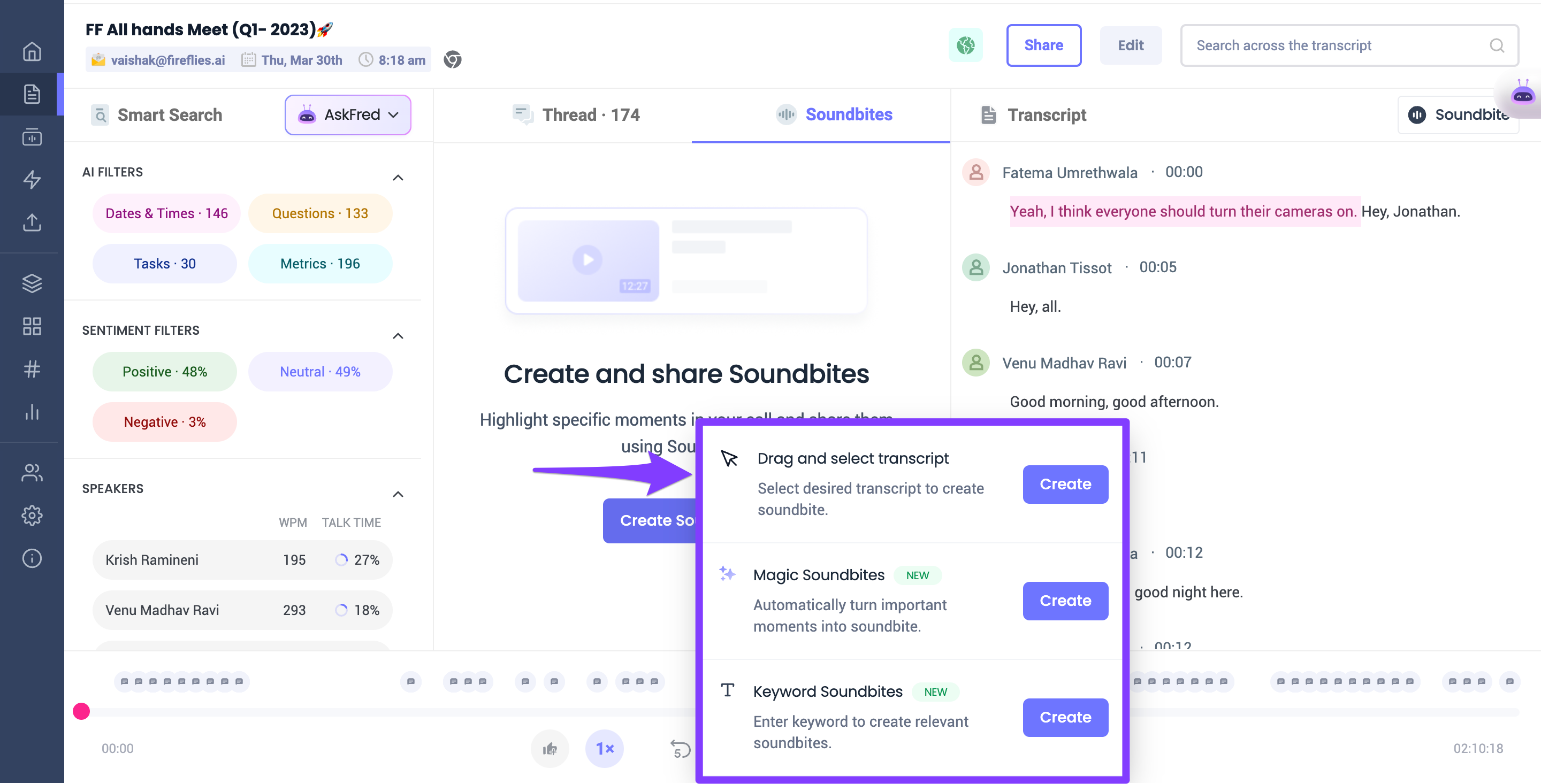 How to automatically create Soundbites from your meeting transcripts ...